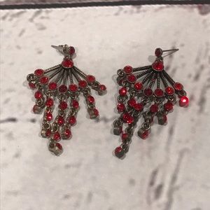 💙Red stone earrings